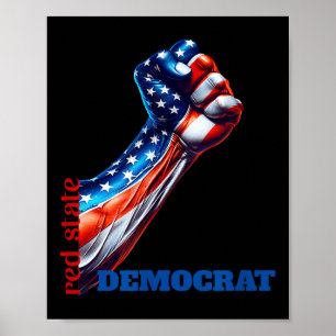 Póster Fuerza Y Unidad Estado Rojo Demócrata Anti-Trump