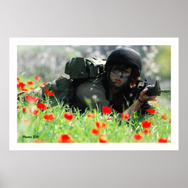 Póster Fuerzas de Defensa Israelíes Femeninas En Camuflaj (Frente)