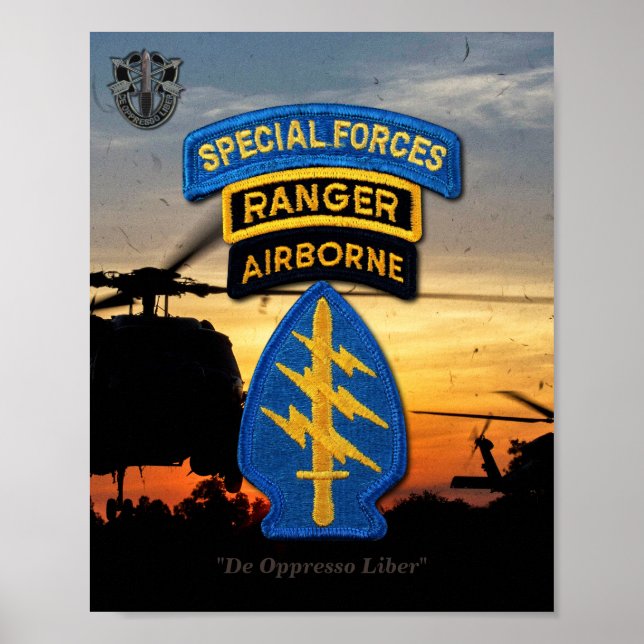 Póster Fuerzas Especiales Berets Verdes Rangers SF SFG (Frente)