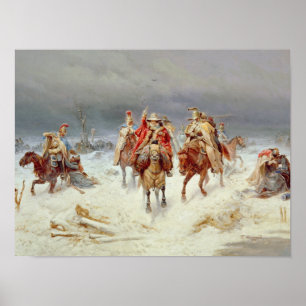 Póster Fuerzas francesas que cruzan el río Berezina