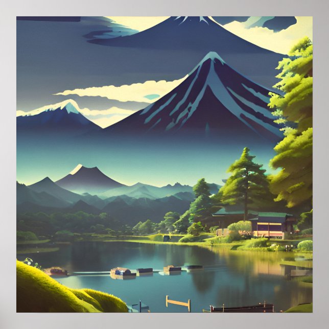 Póster Fuji del lago Kawaguchi - Tsuchiya Koitsu Imprimir (Frente)