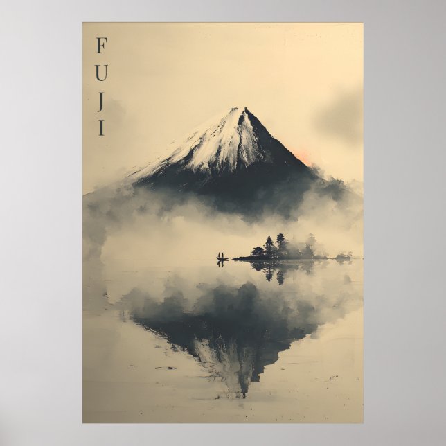 Póster FUJI - Minimalist Sumi-e Ink  (Frente)