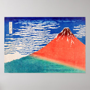 Póster Fuji rojo   Hokusai  