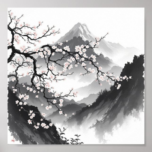 Póster "Fuji y Sakura" (Frente)