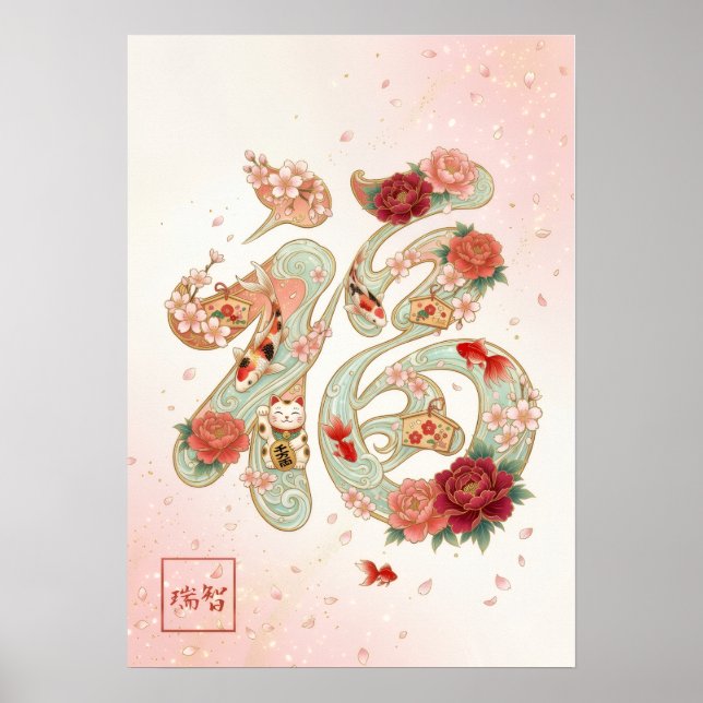 Póster Fuku: Calligraphy "Good Fortune"260020230 (Frente)