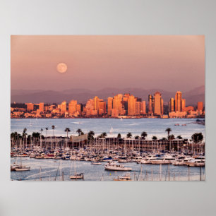 Póster Full Moon over San Diego