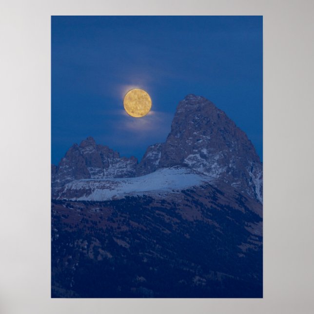 Póster Full Moon Rising | Grand Teton Driggs, Idaho (Frente)