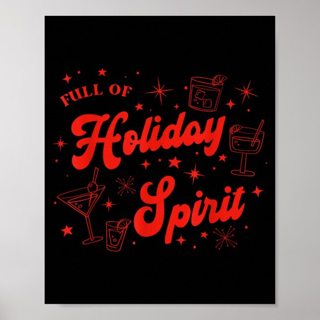 Póster Full Of Holiday Srit Christmas Drinking Retro Tail (Frente)