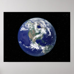 Póster Fully lit Earth centered on North America