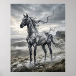 Póster Fumar Caballo Meseta Azotada por el Viento
