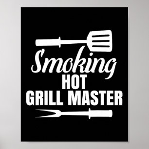 Póster Fumar El Grill Caliente Maestro Bbq Rey Reina Del 