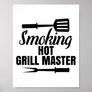 Póster Fumar El Grill Caliente Maestro Bbq Rey Reina Del