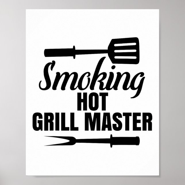 Póster Fumar El Grill Caliente Maestro Bbq Rey Reina Del  (Frente)