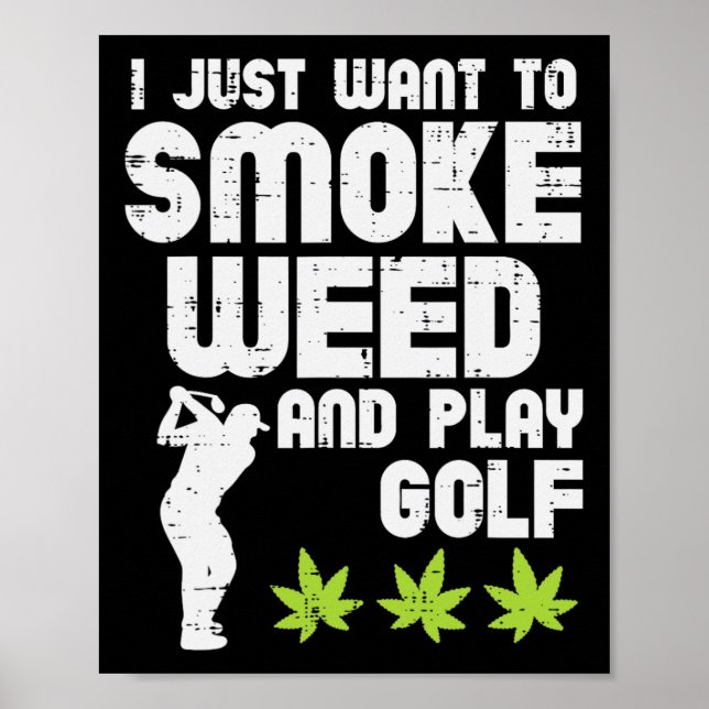 Póster Fumar Hierba Jugar Golf Golf Thc Golfista Drogado (Frente)