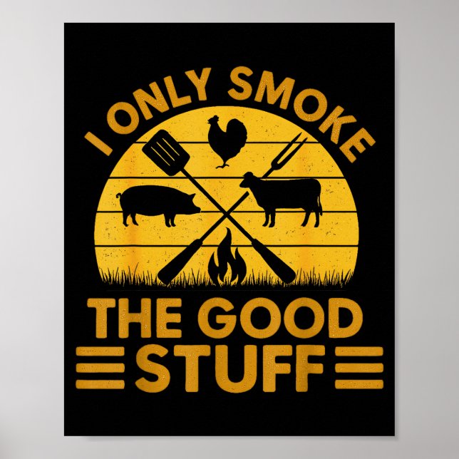 Póster Fumo buena barbacoa a la parrilla (Frente)