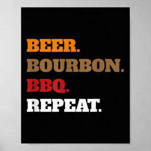 Póster Fun Beer Bourbon Bbq Repetir _ Hombres Mujeres Nov