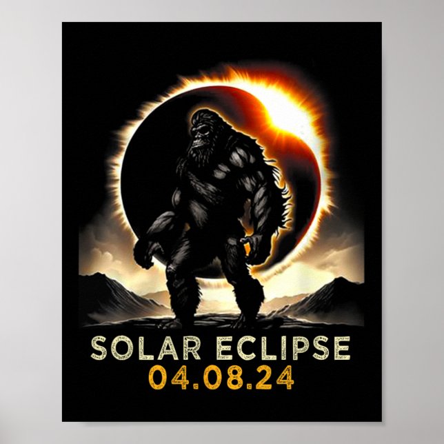 Póster Fun Bigfoot Total Solar Eclipse 4.08.2024 (Frente)