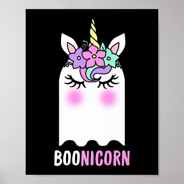 Póster Fun Boonicorn Regalo Ghost Unicorn Boo Retro Hallo (Frente)