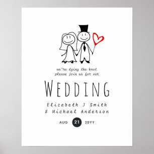 Póster Fun Bride Groom Boda Rústica Invitar a los Palos