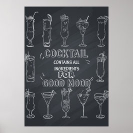 Póster Fun Cocktail  Chalkboard Party poster