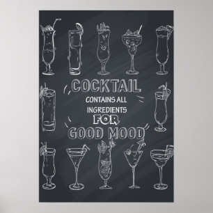 Póster Fun Cocktail  Chalkboard Party poster