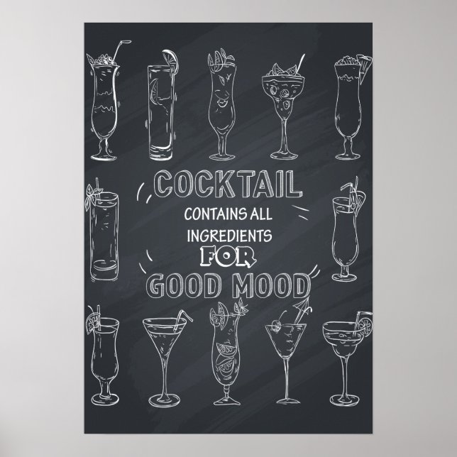Póster Fun Cocktail  Chalkboard Party poster (Frente)