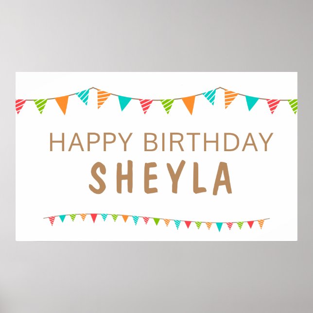 Póster Fun coloridas banderas de Bunting Happy Birthday f (Frente)