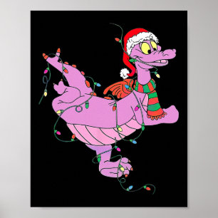 Póster Fun Cute Dragon enciende Navidades