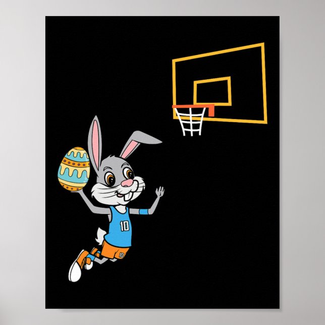 Póster Fun Easter Egny Bunny Dunk Basketball Game Easter  (Frente)