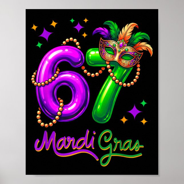 Póster Fun Festive 67 Mardi Gras Party Balloons Beads Mas (Frente)