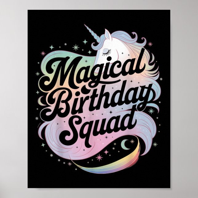 Póster Fun Fiesta de Unicornio de la brigada de cumpleaño (Frente)