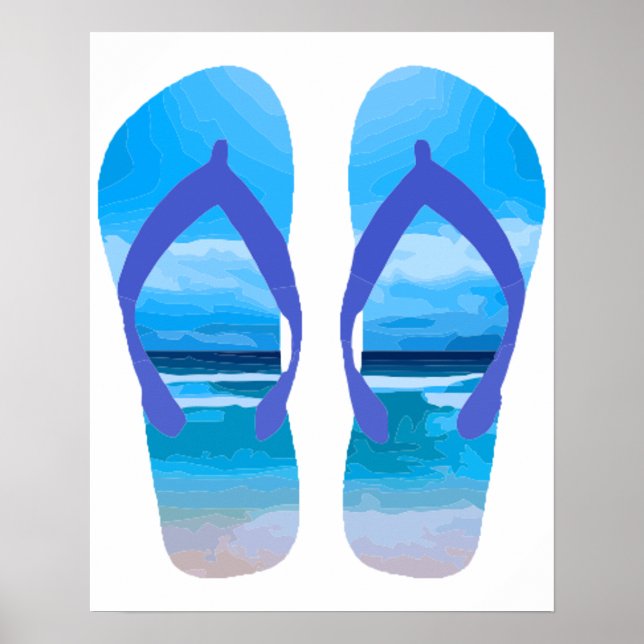 Póster Fun Flip Flops Summer Beach Art para vacaciones (Frente)