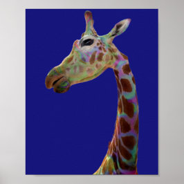Póster Fun funky arcoiris colorido Giraffe