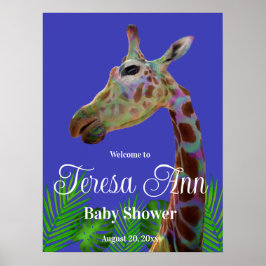 Póster Fun funky colorido Giraffe Baby Shower Foam Board