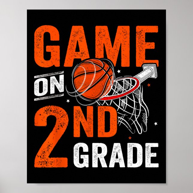 Póster Fun Games On Second Grado Basketball First Day Of (Frente)
