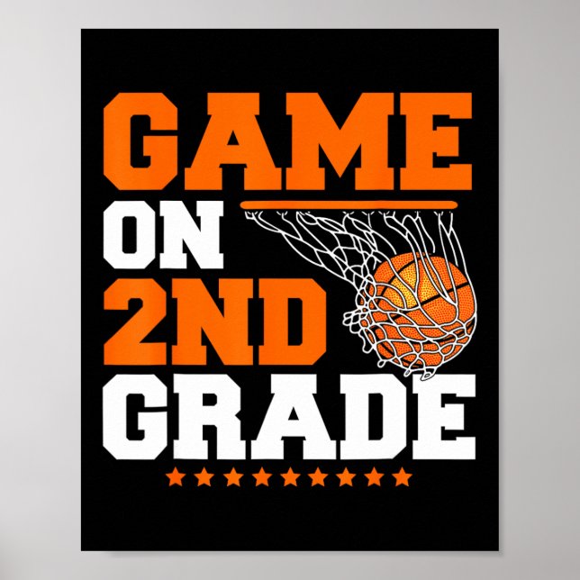 Póster Fun Games On Second Grado Basketball First Day Of (Frente)
