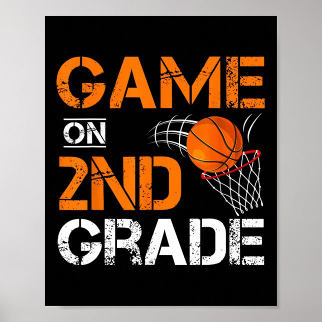 Póster Fun Games On Second Grado Basketball First Day Of (Frente)