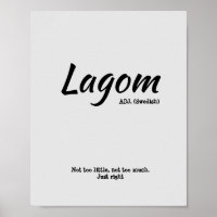 Fun Grey Swedish Lagom Definition Poster