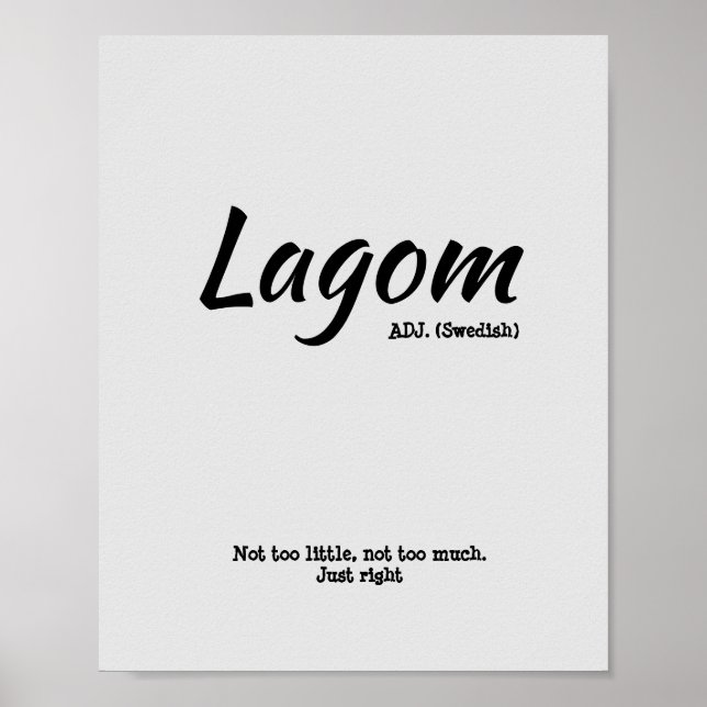 Póster Fun Grey Swedish Lagom Definition Poster (Frente)