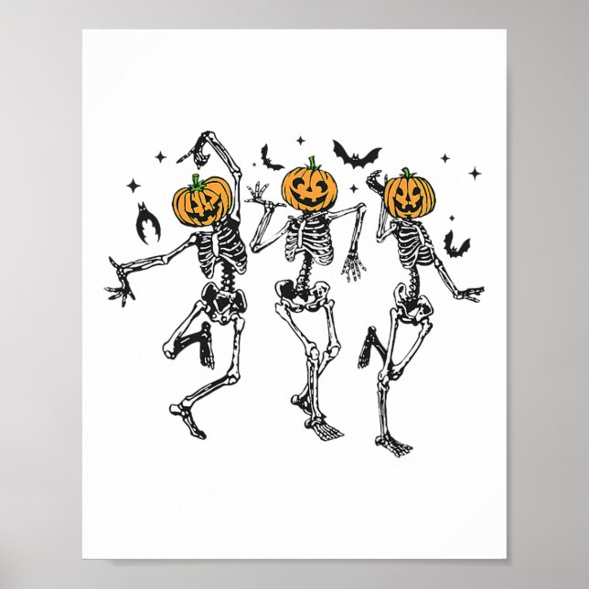 Póster Fun Halloween Calabaza Dancing Skeleton Costume Wo (Frente)