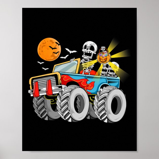 Póster Fun Halloween Skeleton Monster-truck niños niños n (Frente)