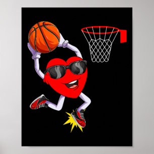 Póster Fun Heart Dunking Baloncesto Deportivo Amantes de