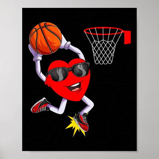 Póster Fun Heart Dunking Baloncesto Deportivo Amantes de  (Frente)