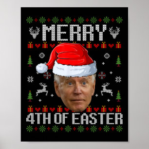 Póster Fun Joe Biden Feliz 4 De Navidades Feo De Pascua