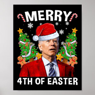 Póster Fun Joe Biden Navidades Santa Hat Merry 4 De Eas