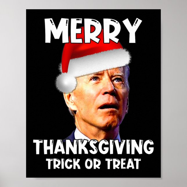 Póster Fun Joe Biden Santa Hat Feliz Día de Acción de Gra (Frente)
