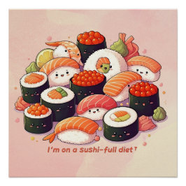 Póster Fun Kawaii Sushi