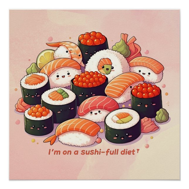 Póster Fun Kawaii Sushi (Anverso)
