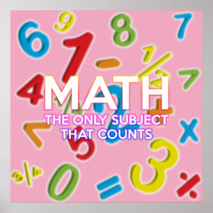 Póster Fun Math Cita Guay Modern Girly Pink