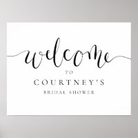 Fun Modern Calligraphy Bridal Shower Welcome Sign